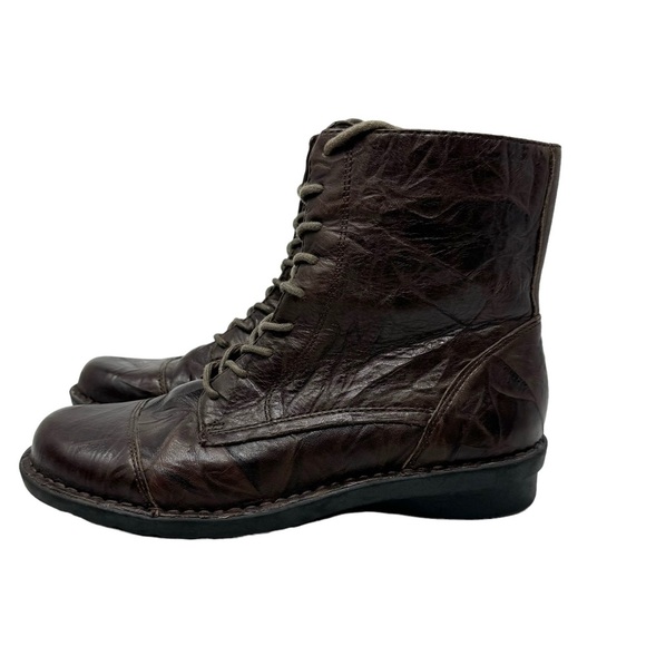 Clarks Brown Nikki Plaza Leather Combat Boots Size 8.5 - Picture 1 of 8